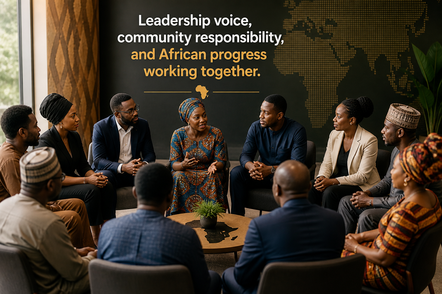 African leader in a high-level meeting